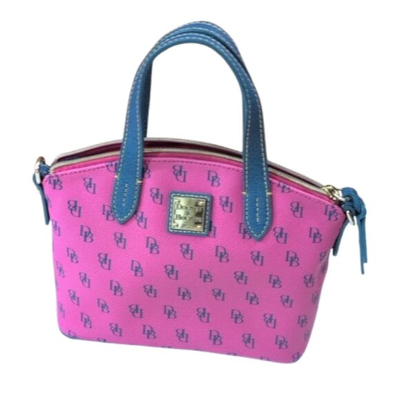 Dooney & Bourke Bitsy Bag Fuchsia Navy Saffiano Gretta Ruby - Picture 1 of 10